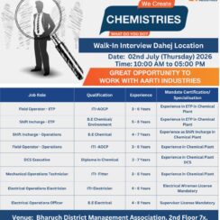 Aarti Industries Dahej Walk-In | ETP, Operations, DCS, Mechanical, Electrical Jobs | 2nd July 2026