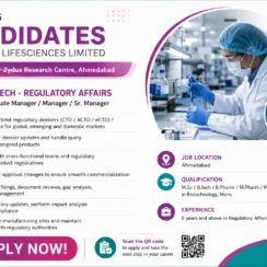 Zydus Lifesciences Hiring Associate Manager / Manager Regulatory Affairs Biotech in Ahmedabad
