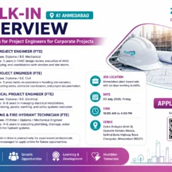 Zydus Lifesciences Walk-In | Project Engineers HVAC, Civil, Electrical, Plumbing | Ahmedabad | 3rd July 2026
