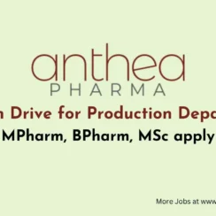 Walk In Drive for Production Department at Anthea Pharma