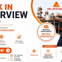 Ami Lifesciences Walk-In Interview on 18th July 2026: Excellent Pharma Careers in India