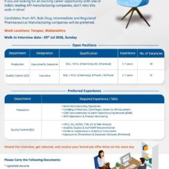 Aarti Pharmalabs Walk-In Interview for Production and Quality Control Jobs