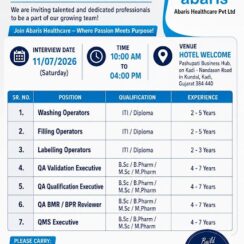 Abaris Healthcare Walk-In Interview for QA & Production Operator Jobs