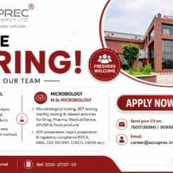 Accuprec Research Labs Is Hiring Freshers: Exciting Pharma Careers in India