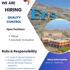 Eris Therapeutics QC Jobs 2026 | Quality Control Officer Executive | 0-7 Years | HPLC Analysis