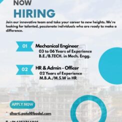 Bodal Chemicals Mechanical Engineer and HR Admin Officer Jobs in Bharuch Gujarat