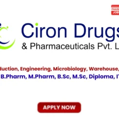 Ciron Drugs Walk-in Interview: Injectables Plant Jobs in Boisar 2026
