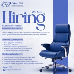 Covalent Laboratories R&D Jobs 2026 | R&D Executive Officer | 2-4 Years | M.Sc M.Pharm B.Pharm