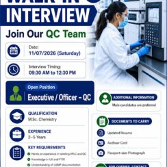 Global Calcium Quality Control QC Jobs Walk in Interview