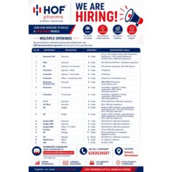 HOF Pharma Jobs for OSD Manufacturing QA QC Production and Regulatory Affairs