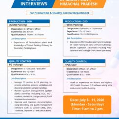 Indoco Remedies Walk-In Interview for Production and Quality Control Jobs at Baddi Plant