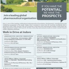 Intas Pharmaceuticals Walk-In Interview on 12th July 2026 for Engineering, QA, QC, Microbiology and Manufacturing Departments