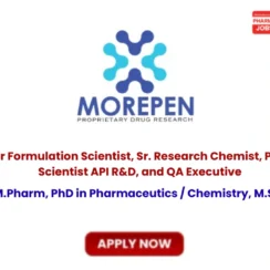 Morepen Pharma PDR Jobs: Senior Formulation Scientist & R&D Roles 2026