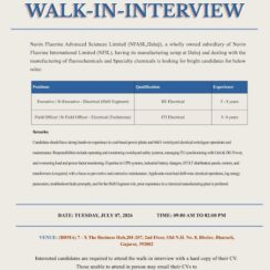 Navin Fluorine Walk In Interview for BE and ITI Professionals in Bharuch, Gujarat