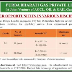 Purba Bharati Gas Hiring for HR, Admin, HSE & Fire Safety Departments
