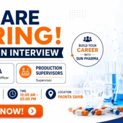 Sun Pharma Walk In Interview 2026 | QC QA Production Jobs | Paonta Sahib | 5 July | 3-8 Years Exp