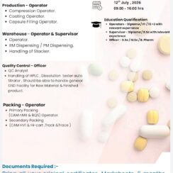 Wockhardt Limited Walk-In Interview for Production, Packing, Warehouse and Quality Control Departments in Vapi