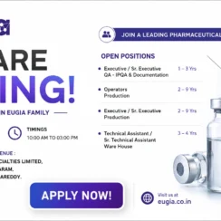 Eugia Pharma Walk-in Interview | QA, Production & Warehouse Jobs in Hyderabad on 04 July 2026