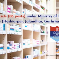 Job for Pharmacists under Ministry of Defence, ECHS Jalandhar
